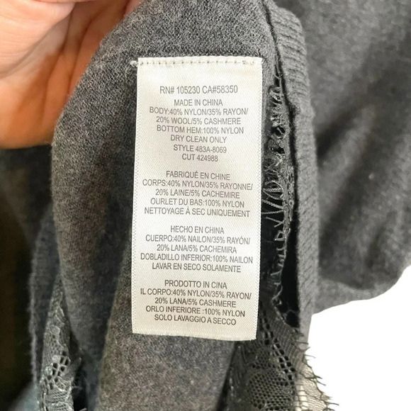 Joie Women’s Hilano Lace-Hem Wool/Cashmere Pullover Sweater in Grey Size XS - Picture 9 of 10